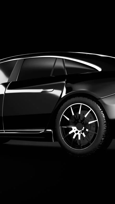 Black sedan on studio background Stock Footage 303668881