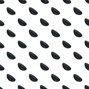 Black seed seamless pattern on white background Stock Illustration