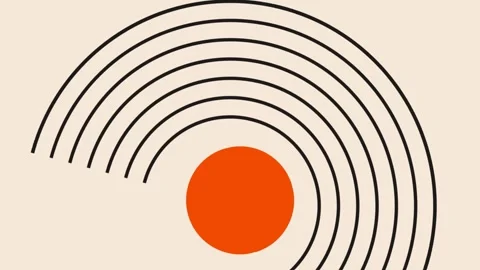 Black Segmented Circles Orange Center Loop Background Stock Footage 332914305