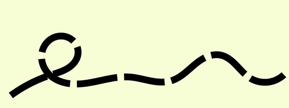 Black segmented line with loop, disjointed circular path, broken wavy stroke 스톡 일러스트