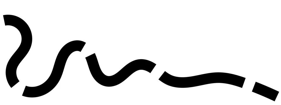 Black segmented wavy line segments, disjointed curved path, broken thick stro Illustration