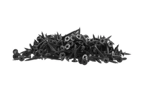 Black self-tapping screw isolated on white background Foto stock