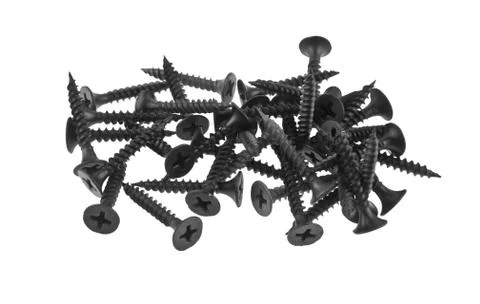 Black self-tapping screw isolated on white background Stock Photos