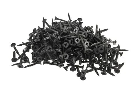 Black self-tapping screw isolated on white background Stock Photos