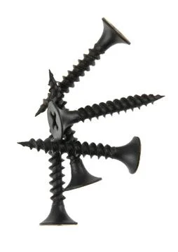 Black self-tapping screw isolated on white background Stock Photos