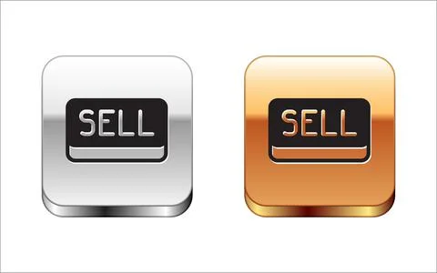 Black Sell button icon isolated on white background. Financial and stock Stock Illustration