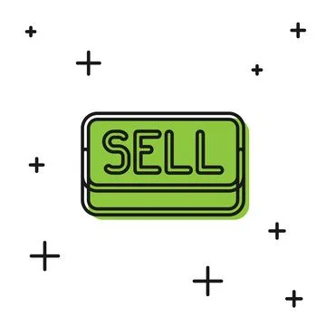 Black Sell button icon isolated on white background. Financial and stock inve Stock Illustration