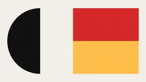 Black semicircle and gradient red orange yellow square composition Stock Illustration