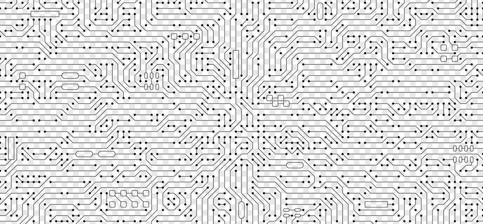Black semiconductor circuit lines microchip network abstract overlay isolated. Stock Illustration