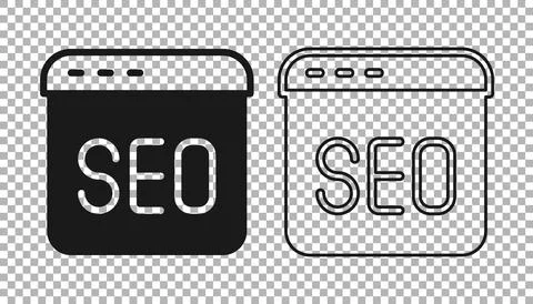 Black SEO optimization icon isolated on transparent background. Vector イラスト素材