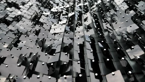 Black sequin wall background with reflective glossy Video stock 342336269