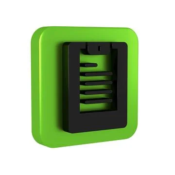 Black Server, Data report icon isolated on transparent background. Green sq.. Stock Illustration