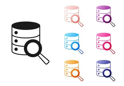 Black Server, Data, Web Hosting icon isolated on white background. Set icons 스톡 일러스트