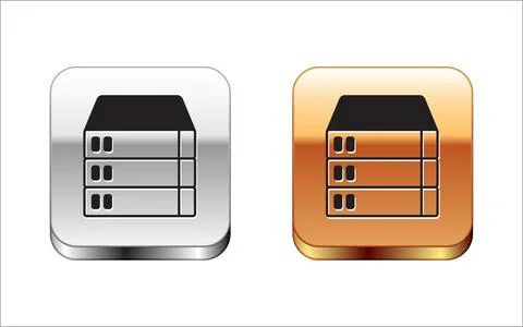 Black Server, Data, Web Hosting icon isolated on white background. Silver and Illustrazione stock