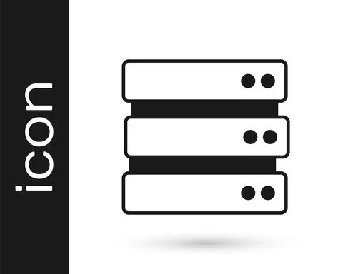 Black Server, Data, Web Hosting icon isolated on white background. Vector Illustrazione stock