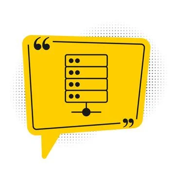 Black Server, Data, Web Hosting icon isolated on white background. Yellow speech Stock Illustration