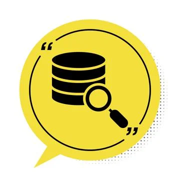 Black Server, Data, Web Hosting icon isolated on white background. Yellow speech Stock Illustration
