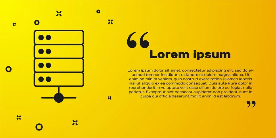 Black Server, Data, Web Hosting icon isolated on yellow background.  Vector Stock Illustration
