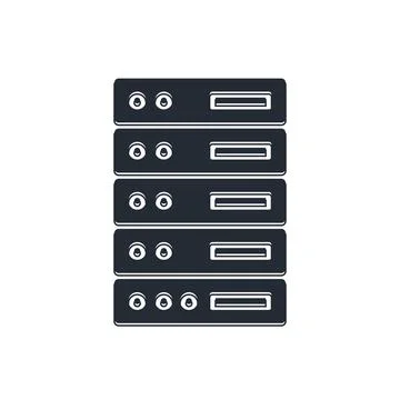 Black Server, Data, Web Hosting icon isolated on white background.  Vector Illustrazione stock