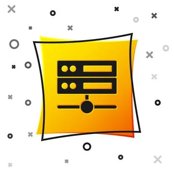 Black Server, Data, Web Hosting icon isolated on white background. Yellow s.. Illustrazione stock