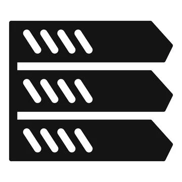 Black server rack icon showing three servers storing data Stock Illustration