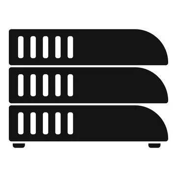 Black server rack icon showing data storing concept Stock Illustration