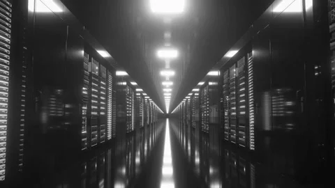 Black Server Room in modern data center. Cloud computing data storage Stock Footage 172211959