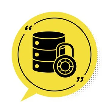 Black Server security with closed padlock icon isolated on white background Stock Illustration