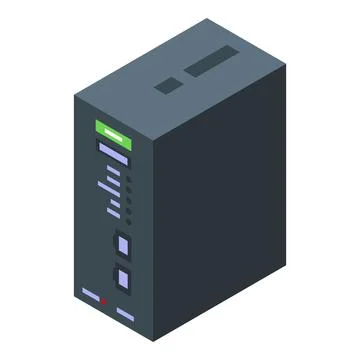 Black server unit isometric icon hosting data processing Stock Illustration