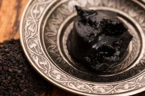 Black sesame paste Stock Photos