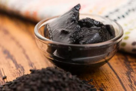 Black sesame paste Stock Photos