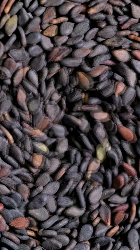 Black sesame seeds close-up. Stock Footage 339183073