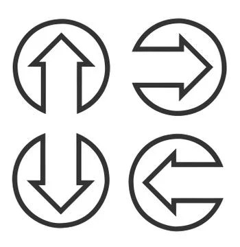 Black set of arrows flat icons on white Background Stock Illustration