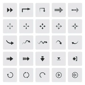 Black set of different vector arrows Stock Illustration