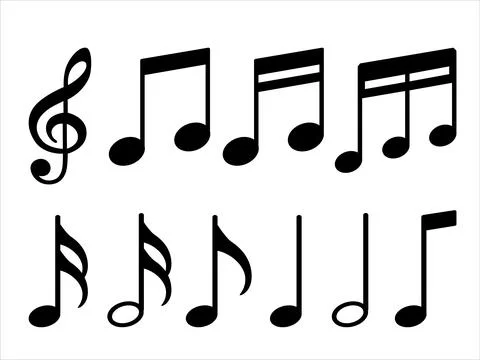 Black Set of Musical Notes Illustrazione stock