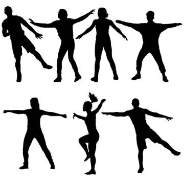Black set silhouettes Dancing on white background. Vector illustration Stock Illustration