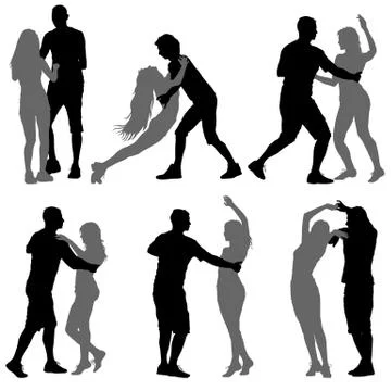 Black set silhouettes Dancing on white background. Vector illustration Stock Illustration