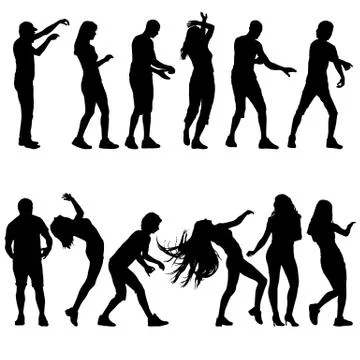 Black set silhouettes Dancing on white background. Vector illustration Stock Illustration