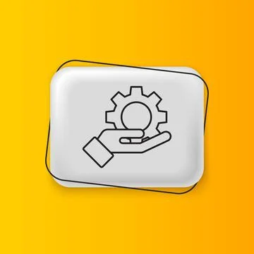 Black Settings in the hand icon isolated on yellow background. Silver recta.. Stock Illustration