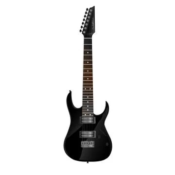 A black seven-string electric guitar Stock Illustration
