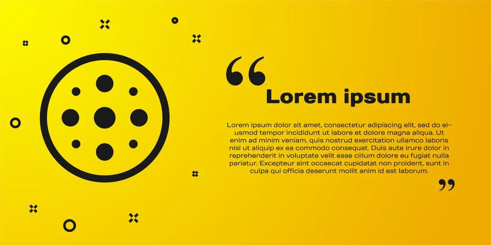 Black Sewing button for clothes icon isolated on yellow background. Clothing Illustrazione stock