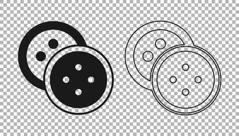 Black Sewing button for clothes icon isolated on transparent background Illustrazione stock