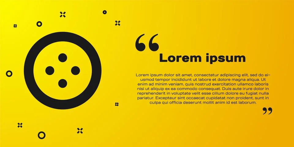 Black Sewing button for clothes icon isolated on yellow background. Clothing  Stock Illustration