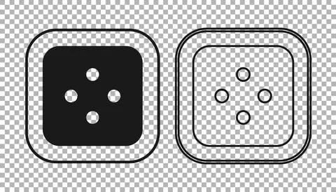 Black Sewing button for clothes icon isolated on transparent background Illustrazione stock