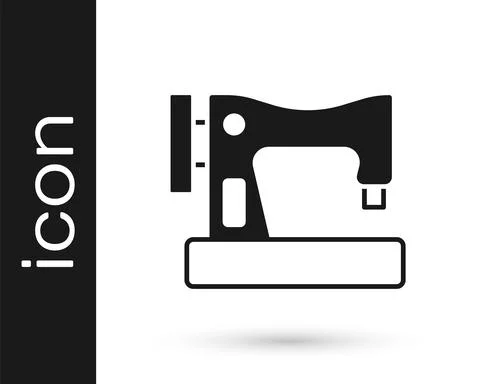 Black Sewing machine icon isolated on white background. Vector Illustrazione stock