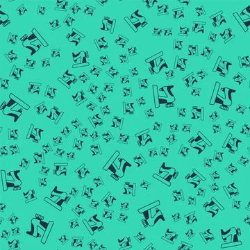 Black Sewing machine icon isolated seamless pattern on green background. Vector Stock Illustration