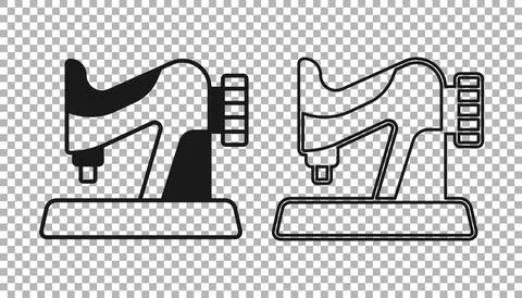 Black Sewing machine icon isolated on transparent background. Vector Illustrazione stock