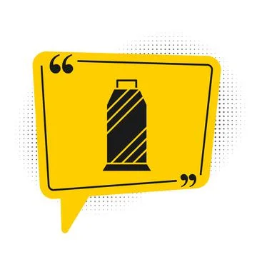 Black Sewing thread on spool icon isolated on white background. Yarn spool Stock Illustration