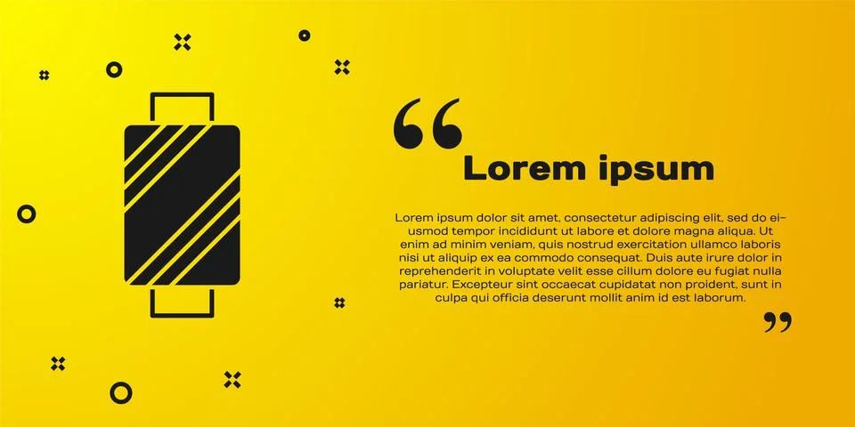 Black Sewing thread on spool icon isolated on yellow background. Yarn spool Stock Illustration