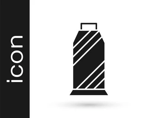 Black Sewing thread on spool icon isolated on white background. Yarn spool Stock Illustration